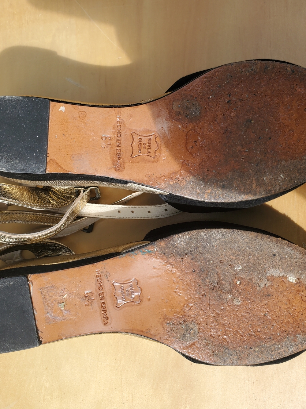 REMIX Gold Accent Black Peep-Toe Slingback Heels - Picture 5 of 9